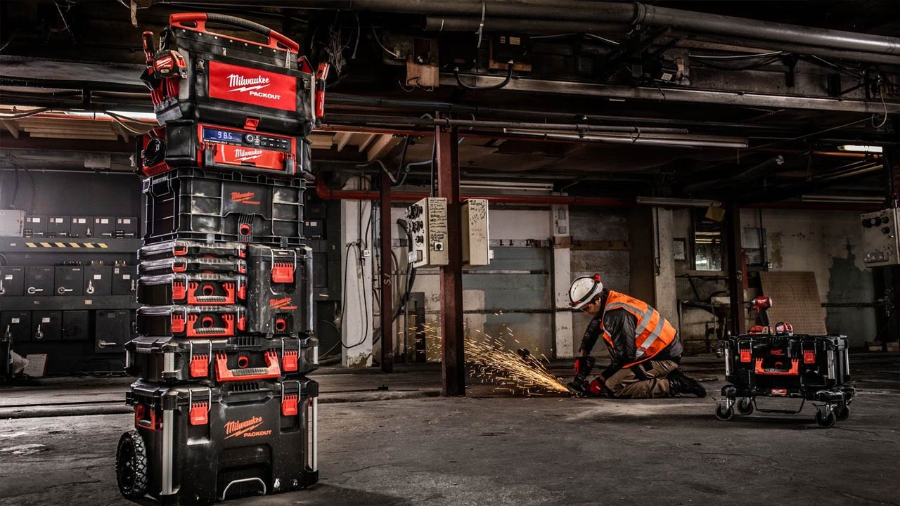 Milwaukee Packout trolley p&aring; byggeplads