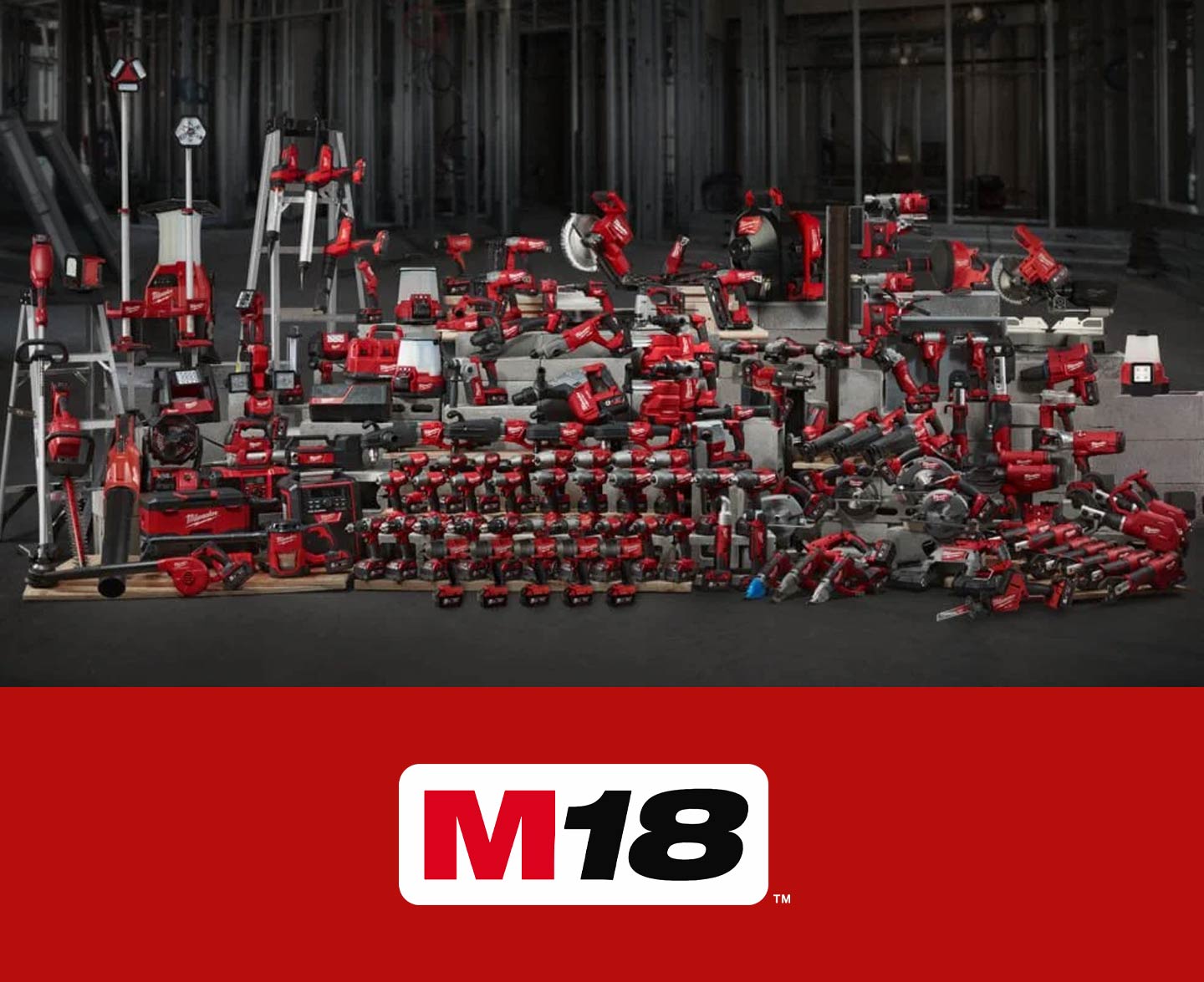Milwaukee m18 v&aelig;rkt&oslash;j, arbejdslamper, havemaskiner og batterier