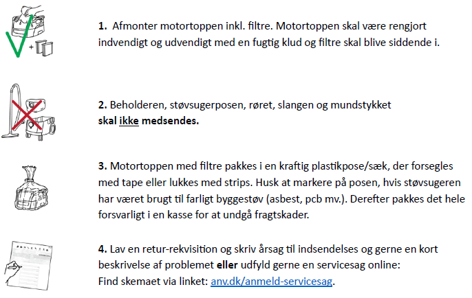 Skema til reparation af Starmix Støvsuger