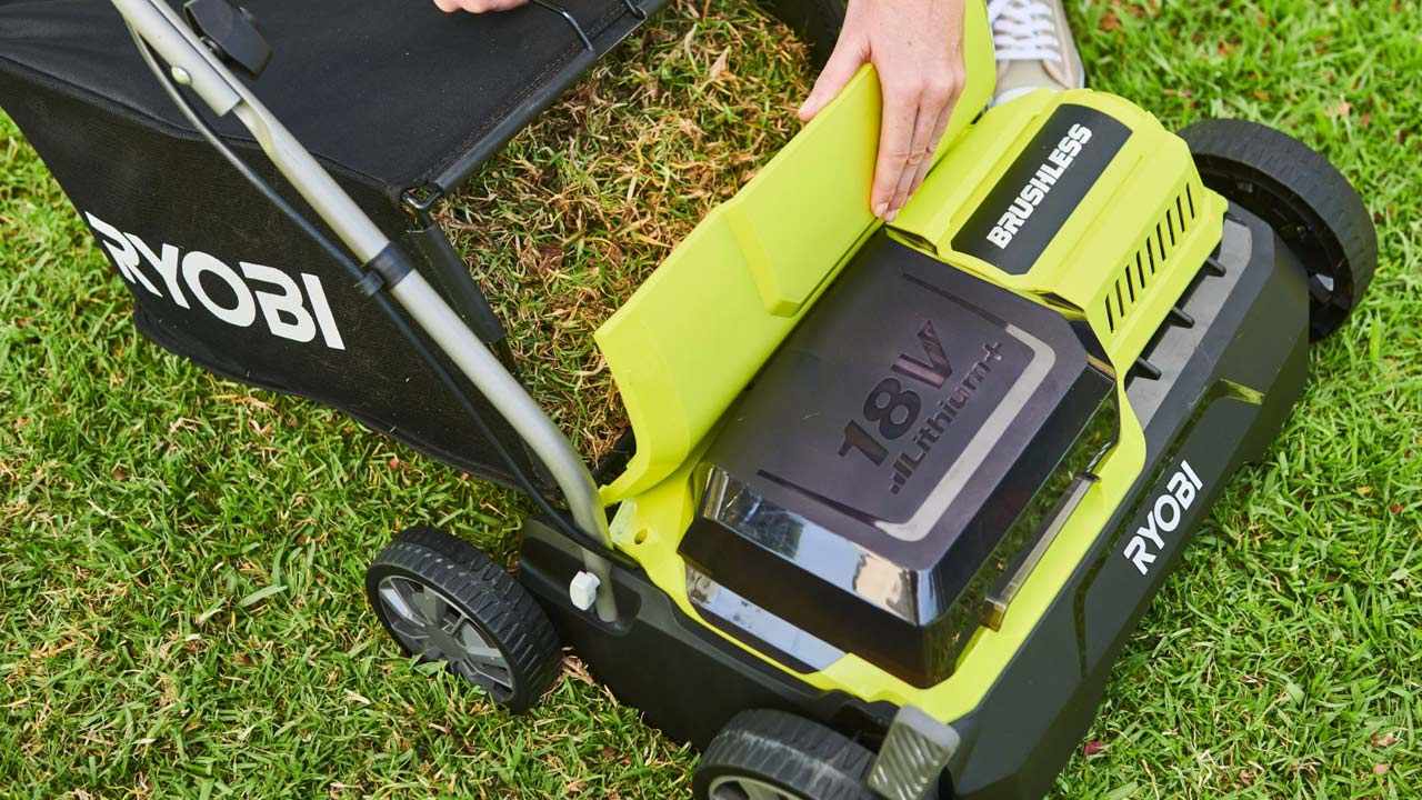 Plænelufter og mosfjerner med opsamler fra Ryobi