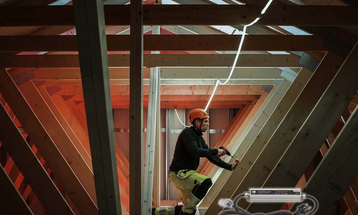 LED strips arbejdsbelysning på loft