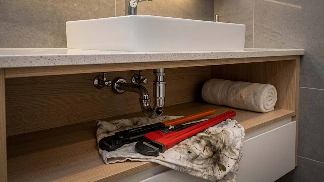 En stor og lille r&oslash;rtang under h&aring;ndvask